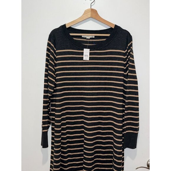 NWT Loft Striped Long Sleeve Cozy Sweater Dress Women's Plus Size 16/18 Stretcy - Picture 2 of 10